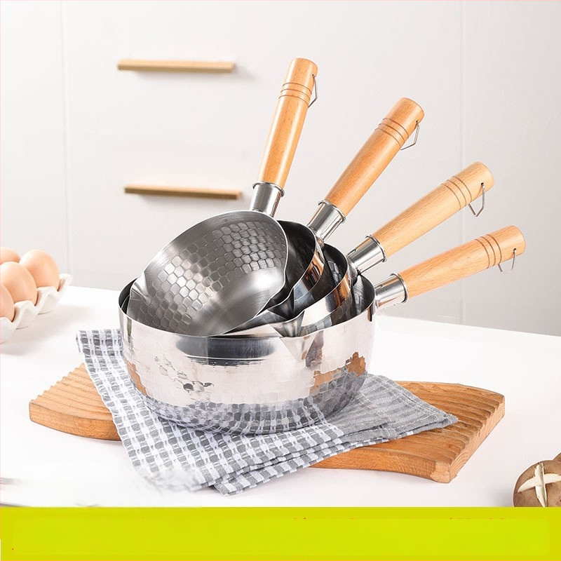 Pieninė keptuvė iš 304 nerūdijančio plieno, japoniško stiliaus, be dangos, su garinimo įdėklu ir stiklo dangčiu, vieno dugno, modelis 5485754