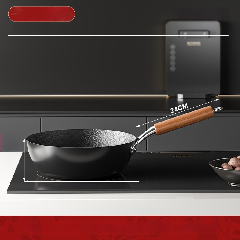 Titano-geležinis wokas, vieno dugno, stiklinis dangtis, atsparus rūdijimui, galimybė personalizuoti