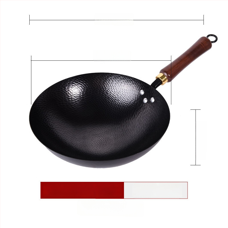 Kalta geležies wok be dangos, neprilipantis paviršius, plokščias dugnas, nerūdijančio plieno dangtis