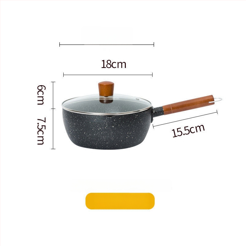 Pieninis puodas iš geležies su nelipnia danga, modelis NG001, stiklo dangtelis