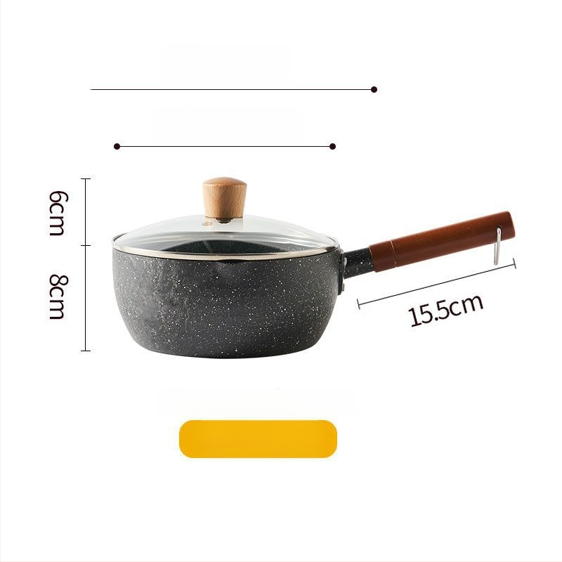 Pieninis puodas iš geležies su nelipnia danga, modelis NG001, stiklo dangtelis