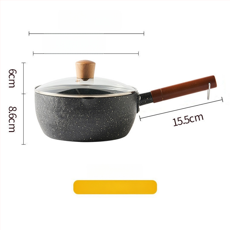 Pieninis puodas iš geležies su nelipnia danga, modelis NG001, stiklo dangtelis