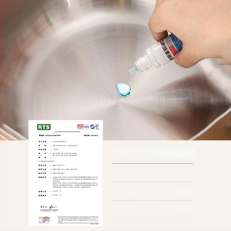 Keptuvė su plokščiu dugnu iš 316 nerūdijančio plieno, be dangos, maisto kokybės, sutirštinta, suderinama su indukcine virykle