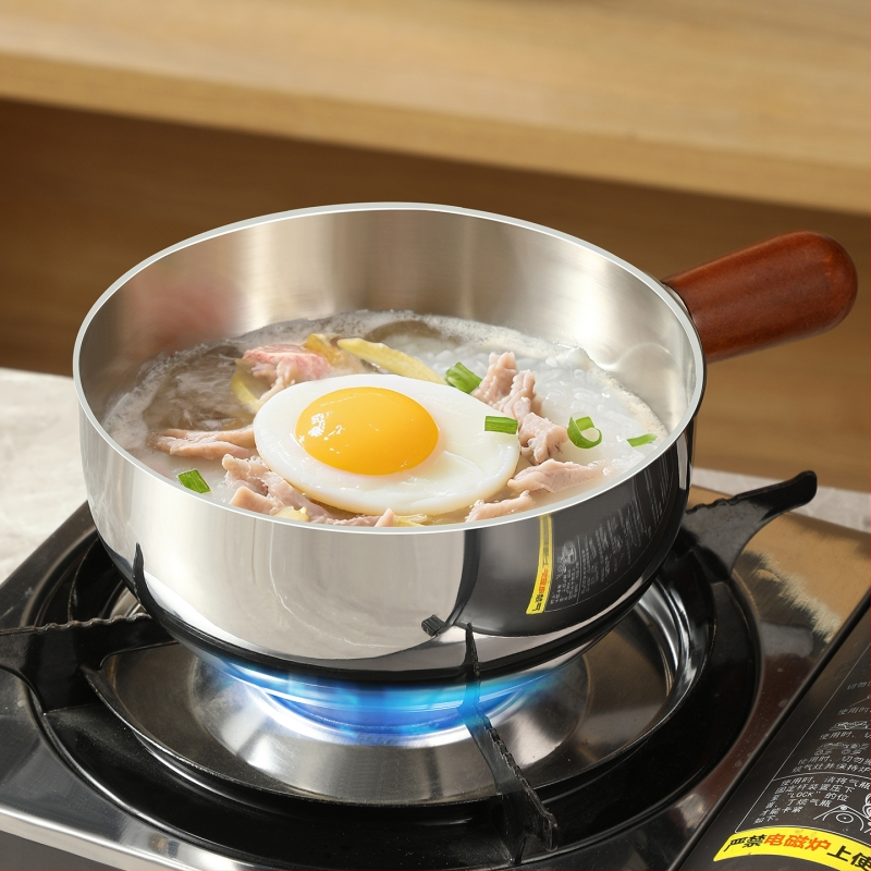 Mažas puodas makaronams iš 304 nerūdijančio plieno su stiklo dangčiu, 280 g, modelis 304xgw70241229, šiuolaikinis paprastas stilius