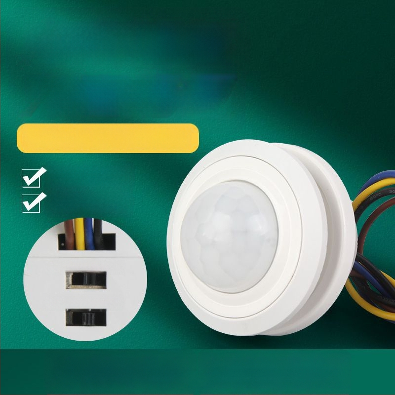 Infraraudonųjų spindulių žmogaus jutiklio modulis su išmaniu vėlinamuoju apšvietimo valdymu, su šviesos jutikliu; vėlinimo laikas 30–40 s; įtampa 110–240 V AC arba 12–36 V DC; tinka spintoms, muilo dozatoriams, apšvietimui