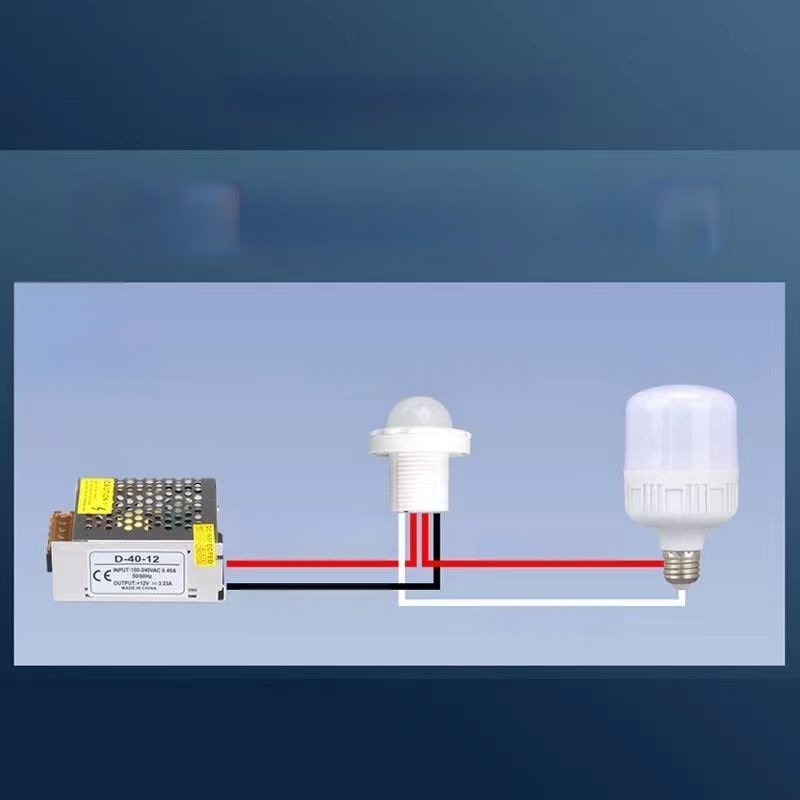 Infraraudonųjų spindulių žmogaus jutiklio modulis su išmaniu vėlinamuoju apšvietimo valdymu, su šviesos jutikliu; vėlinimo laikas 30–40 s; įtampa 110–240 V AC arba 12–36 V DC; tinka spintoms, muilo dozatoriams, apšvietimui