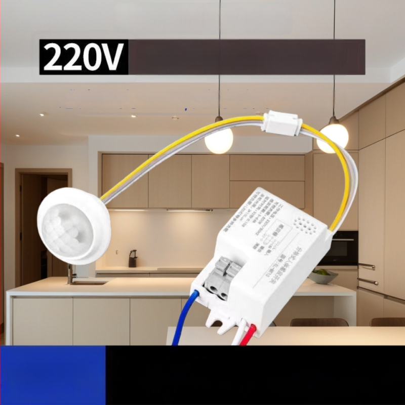 Infraraudonųjų spindulių žmogaus jutiklio modulis su išmaniu vėlinamuoju apšvietimo valdymu, su šviesos jutikliu; vėlinimo laikas 30–40 s; įtampa 110–240 V AC arba 12–36 V DC; tinka spintoms, muilo dozatoriams, apšvietimui