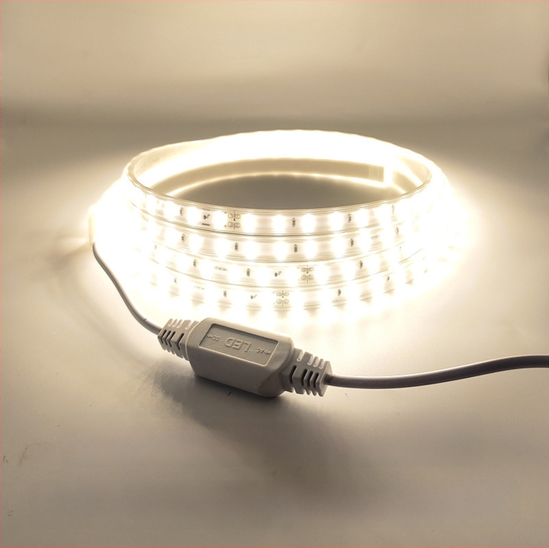 2835 LED juosta, 220V, dviejų eilių, 120 LED, Sanan LED mikroschemos
