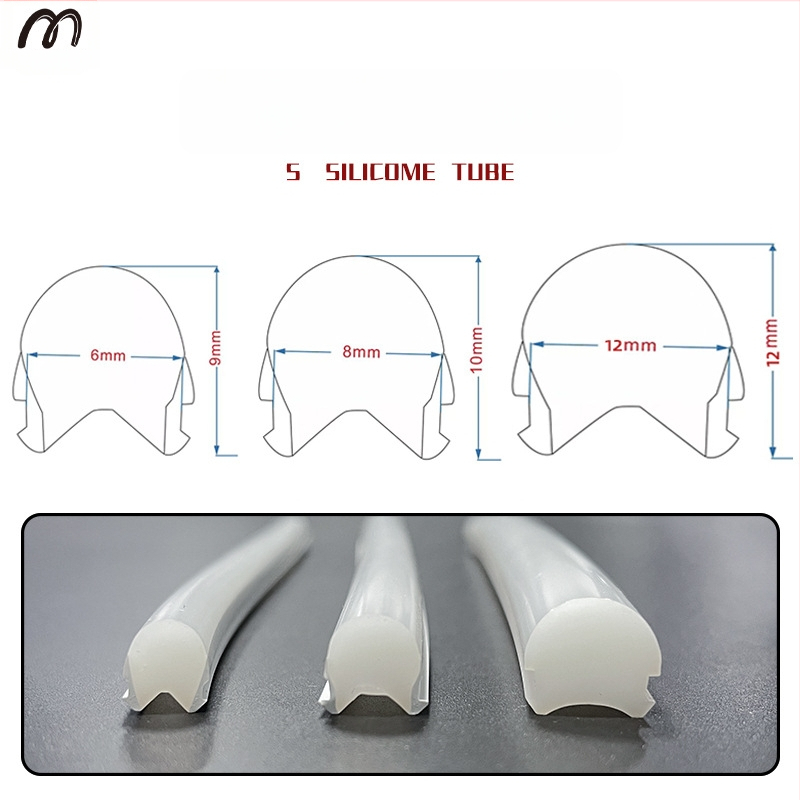 LED Jagatud Neonriba — paindlik silikoon, veekindel välireklaami valgustus; 8W/m, 5/12V, 110/120 LED (2835), valgusvihude nurk 120°, tööiga 50 000 h