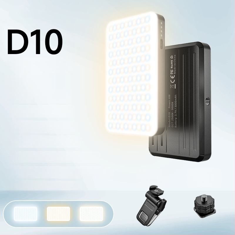 Nešiojama RGB papildomų šviesų šviesa mobiliųjų nuotraukų fotografavimui — rankinė selfie lemputė su kelių lygių reguliavimu, iki 10W, 3,7V, pritaikomas apdorojimas