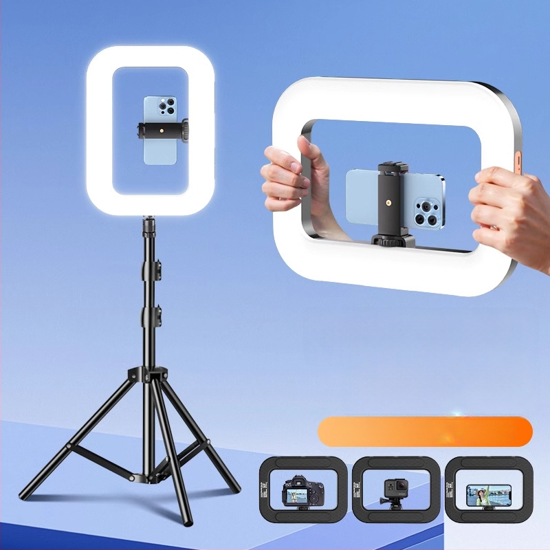 Rankinis LED žiedinis šviesos šaltinis su telefono laikikliu, YM-200, spalvų temperatūra 2500K-9900K, galia 10-50W, įtampa 5V