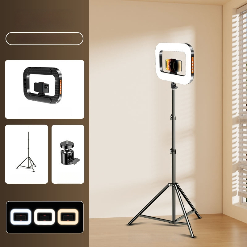 Rankinis LED žiedinis šviesos šaltinis su telefono laikikliu, YM-200, spalvų temperatūra 2500K-9900K, galia 10-50W, įtampa 5V