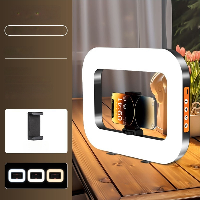 Rankinis LED žiedinis šviesos šaltinis su telefono laikikliu, YM-200, spalvų temperatūra 2500K-9900K, galia 10-50W, įtampa 5V