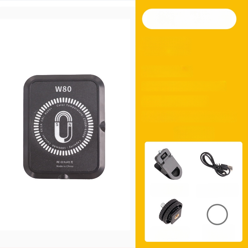 Magnetinė LED šviesa mobiliems telefonams, nešiojamas rankinis apšvietimas live ir selfie, 5W, įmontuota baterija, modelis W80RGB