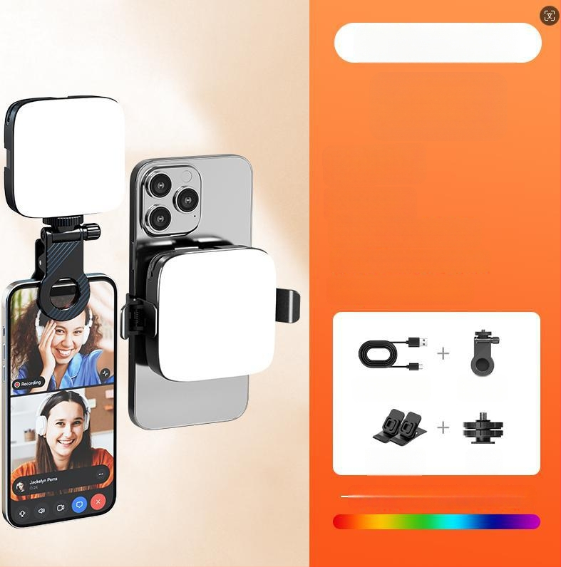 LED apšvietimas telefonui su magnetiniu laikikliu, nešiojamas su veidrodėliu, tinka gyvai transliacijai, nuotraukoms ir vaizdo įrašams