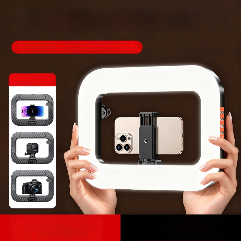 Nešiojama LED žiedinė šviesa mobiliuoju įrenginiu transliacijai gyvai, įdiegta baterija, 5V maitinimas, galia 10–50W