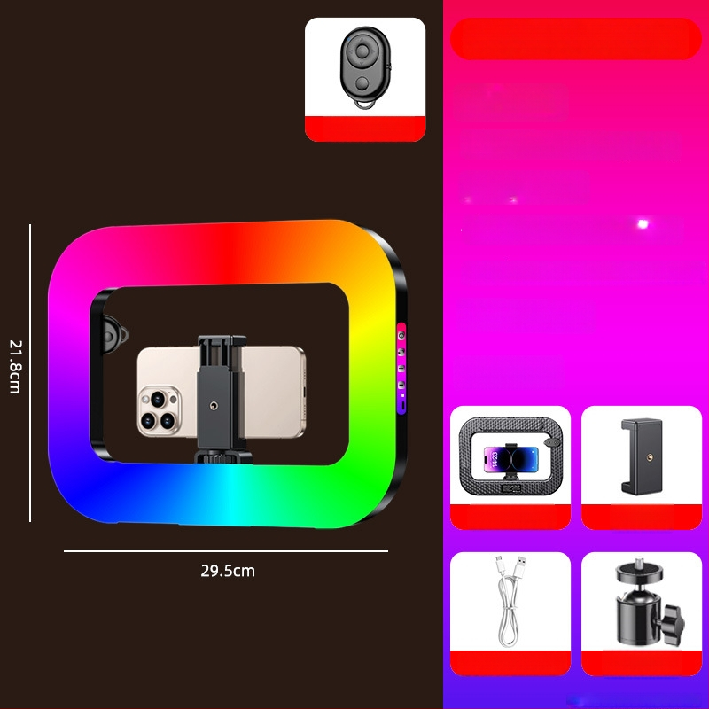 Nešiojama LED žiedinė šviesa mobiliuoju įrenginiu transliacijai gyvai, įdiegta baterija, 5V maitinimas, galia 10–50W