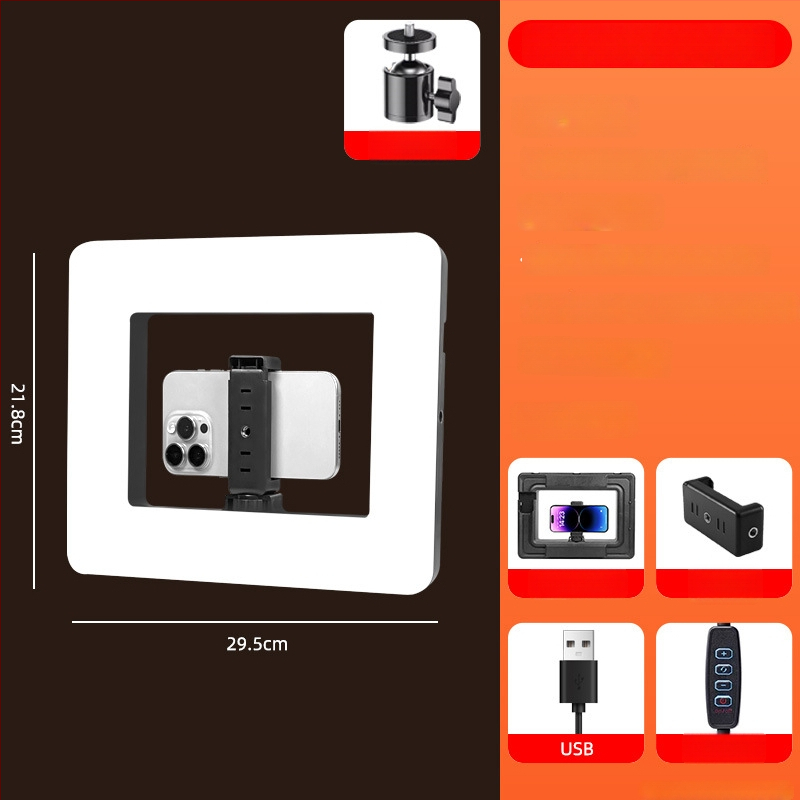 Nešiojama LED žiedinė šviesa mobiliuoju įrenginiu transliacijai gyvai, įdiegta baterija, 5V maitinimas, galia 10–50W