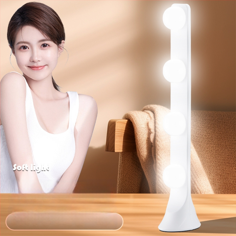 LED stalinis papildinimo šviesa su keturiais LED eilutėmis, 10W, įvestis 5V, staliniam naudojimui, trys spalvų temperatūros režimai, tiesioginės transliacijos, fotografavimas, vaizdo įrašų kūrimas ir makiažas