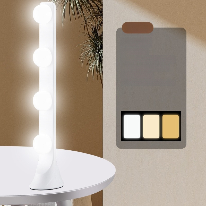 LED stalinis papildinimo šviesa su keturiais LED eilutėmis, 10W, įvestis 5V, staliniam naudojimui, trys spalvų temperatūros režimai, tiesioginės transliacijos, fotografavimas, vaizdo įrašų kūrimas ir makiažas