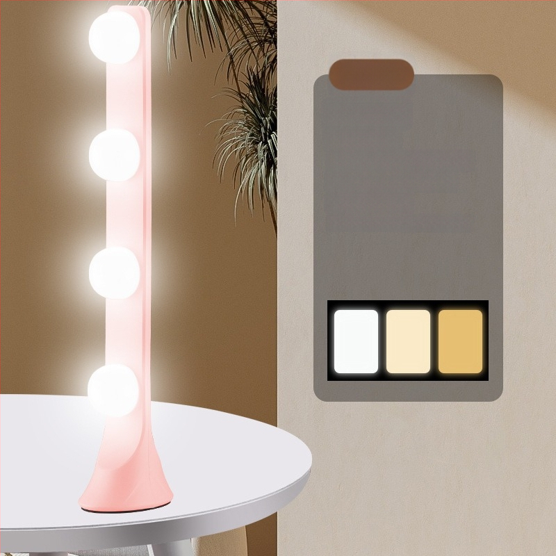 LED stalinis papildinimo šviesa su keturiais LED eilutėmis, 10W, įvestis 5V, staliniam naudojimui, trys spalvų temperatūros režimai, tiesioginės transliacijos, fotografavimas, vaizdo įrašų kūrimas ir makiažas