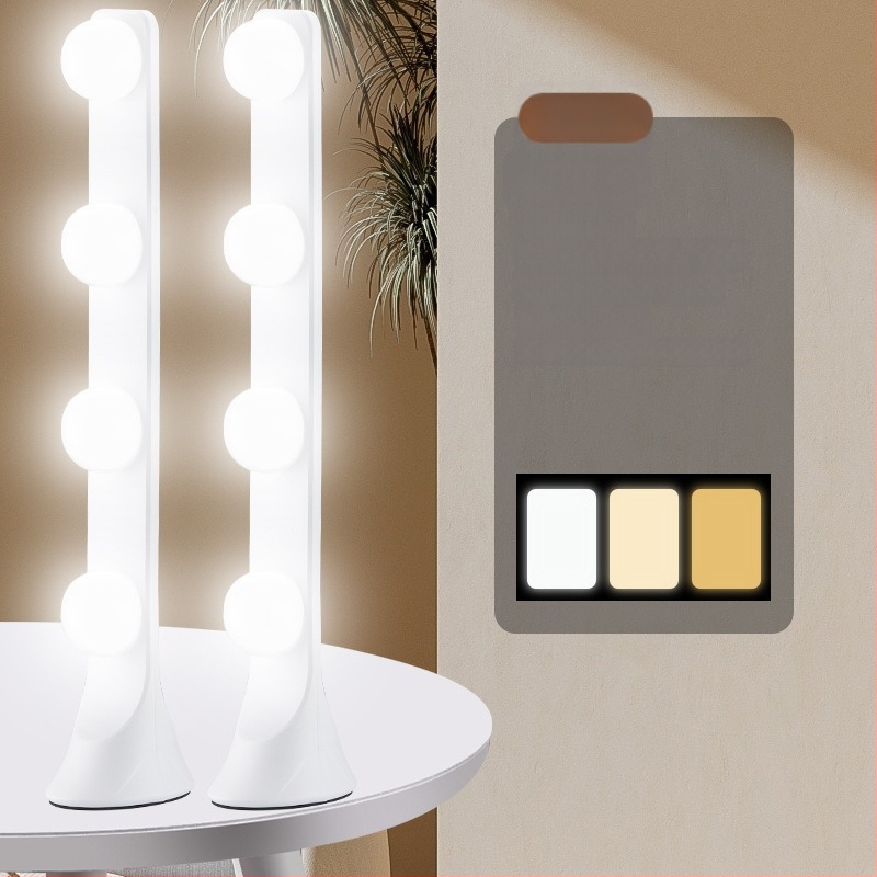 LED stalinis papildinimo šviesa su keturiais LED eilutėmis, 10W, įvestis 5V, staliniam naudojimui, trys spalvų temperatūros režimai, tiesioginės transliacijos, fotografavimas, vaizdo įrašų kūrimas ir makiažas