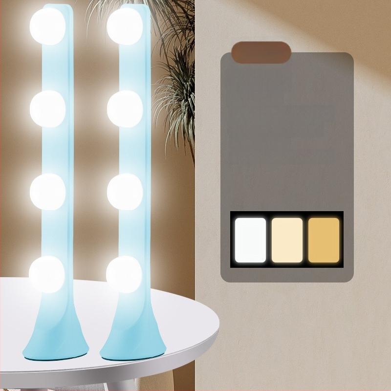 LED stalinis papildinimo šviesa su keturiais LED eilutėmis, 10W, įvestis 5V, staliniam naudojimui, trys spalvų temperatūros režimai, tiesioginės transliacijos, fotografavimas, vaizdo įrašų kūrimas ir makiažas