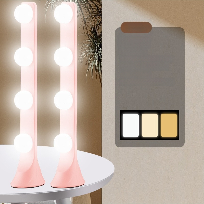 LED stalinis papildinimo šviesa su keturiais LED eilutėmis, 10W, įvestis 5V, staliniam naudojimui, trys spalvų temperatūros režimai, tiesioginės transliacijos, fotografavimas, vaizdo įrašų kūrimas ir makiažas