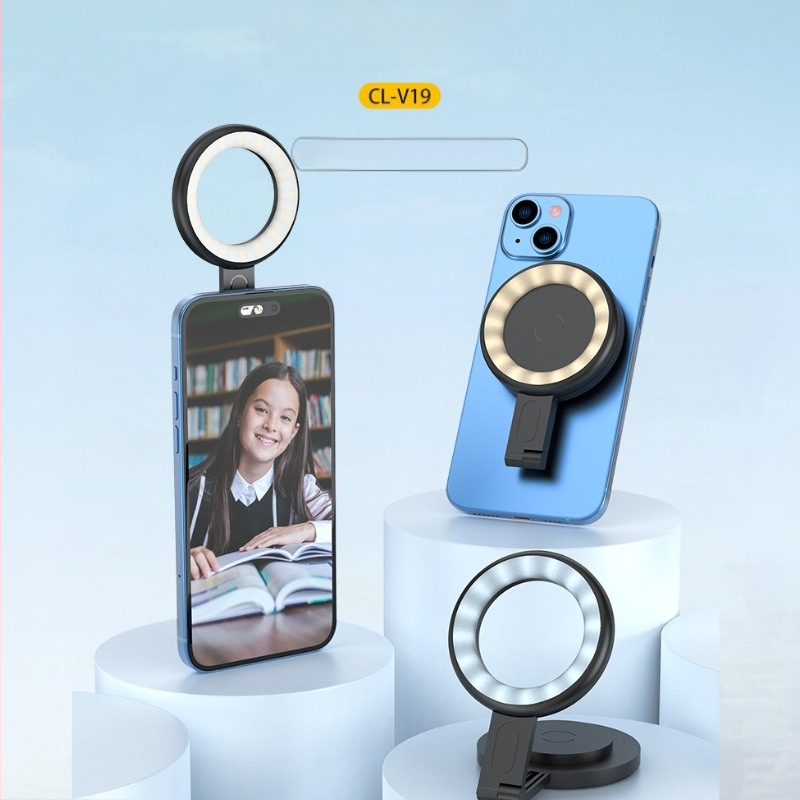 Mini skladací magnetický kruhový svetelný zdroj s MagSafe, ručné selfie svetlo na krátke videá - vhodné pre outdoor živé prenosy; pod 10W, 3.7V, model NA-V19
