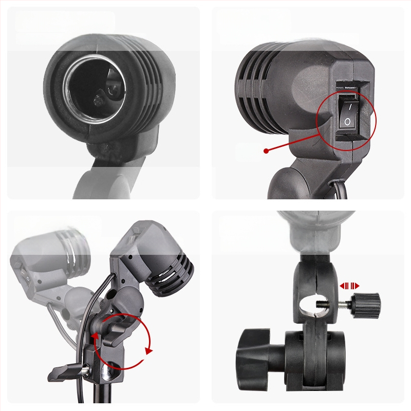 Nešiojama fotografinė šviesa su E27 lizdu – LED papildomasis šviesos šaltinis tiesioginėms transliacijoms ir vaizdo įrašams