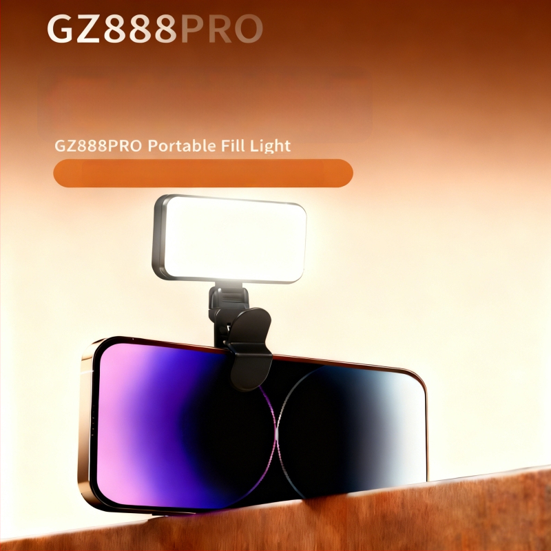 LED papildomas šviesos su klipsine tvirtinimo sistema — reguliuojamas šviesos intensyvumas, 2500–9900K spalvos temperatūra, USB maitinimas iki 10W, tinkama mobiliesiems selfiams ir planšetinių vaizdo konferencijoms
