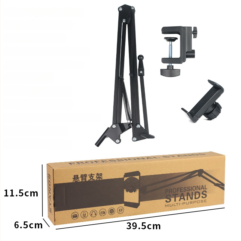 Telefono laikiklis vertikaliems/viršiniams įrašams su apšvietimu — stalinis tvirtinimas, 10–50W, 110V, modelis F10, daug pakopų reguliavimas