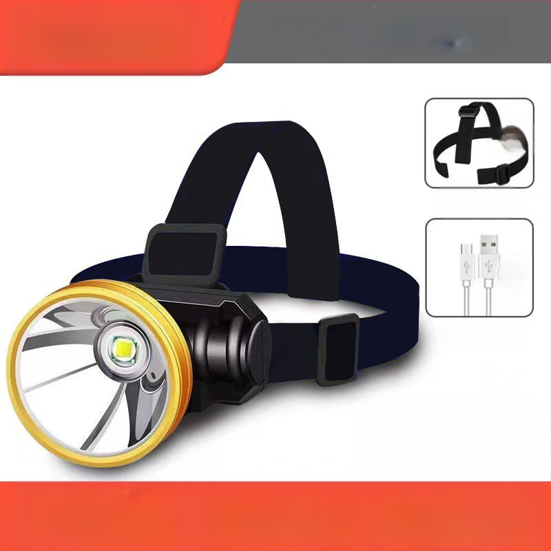 LED naktinės žvejybos galvos žibintu — USB įkrovimas, akumuliatoriaus talpa 800, galia 15, 360° sukimas, veikimo diapazonas 100–200 m