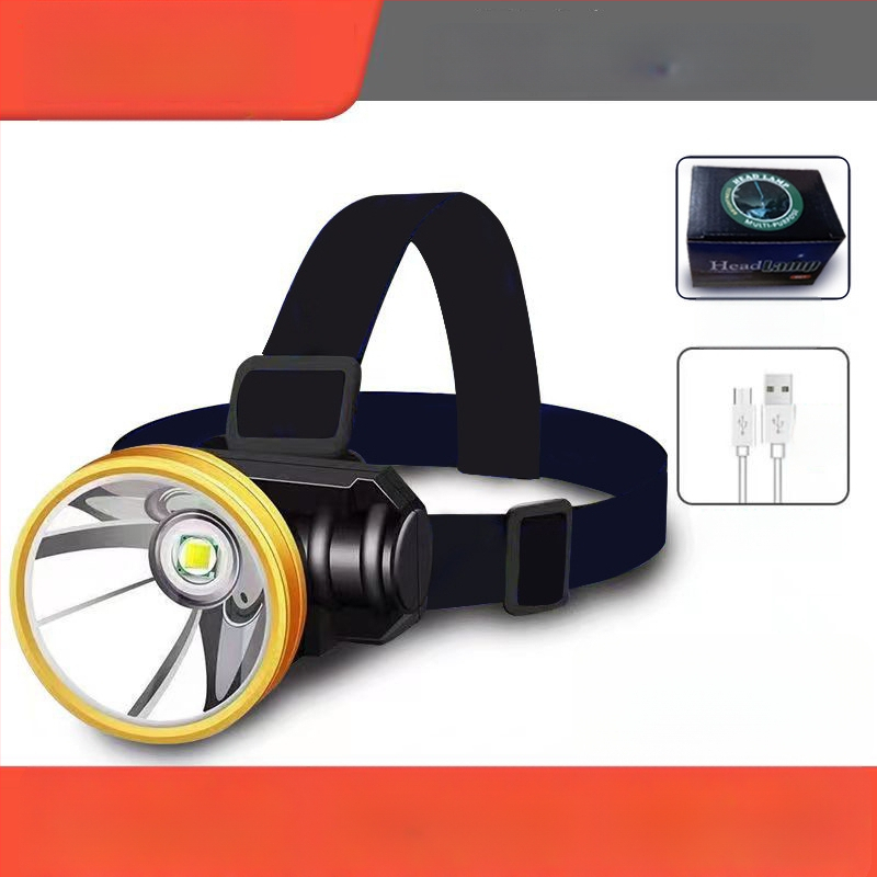 LED naktinės žvejybos galvos žibintu — USB įkrovimas, akumuliatoriaus talpa 800, galia 15, 360° sukimas, veikimo diapazonas 100–200 m