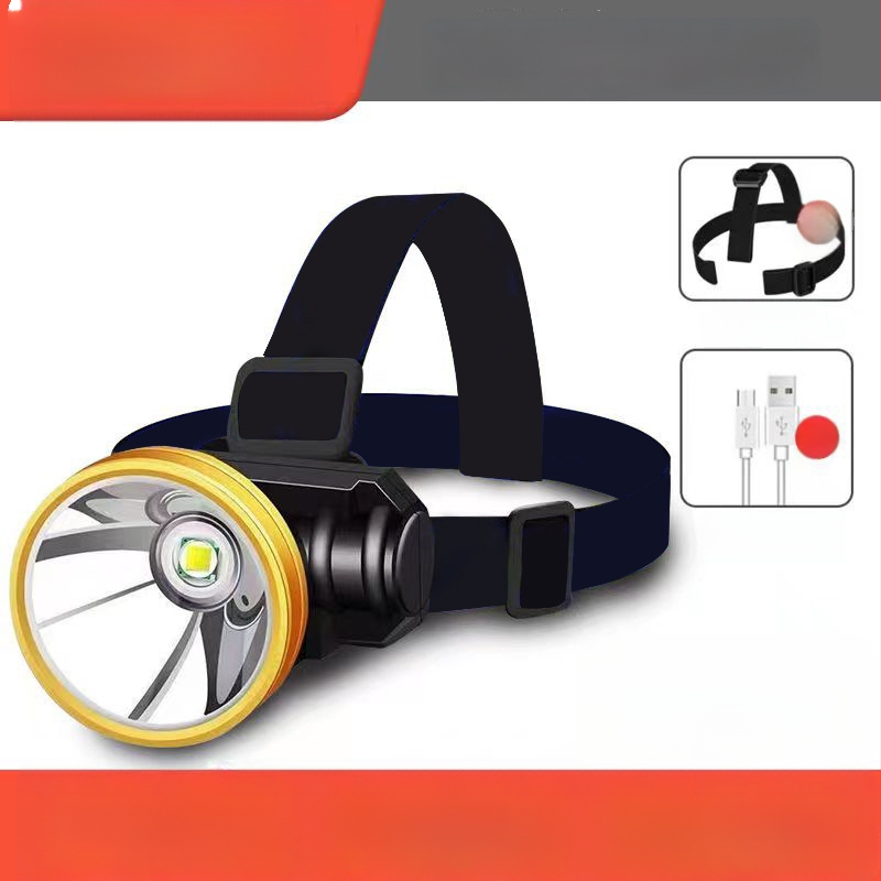 LED naktinės žvejybos galvos žibintu — USB įkrovimas, akumuliatoriaus talpa 800, galia 15, 360° sukimas, veikimo diapazonas 100–200 m