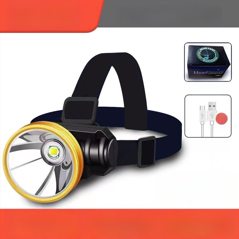 LED naktinės žvejybos galvos žibintu — USB įkrovimas, akumuliatoriaus talpa 800, galia 15, 360° sukimas, veikimo diapazonas 100–200 m