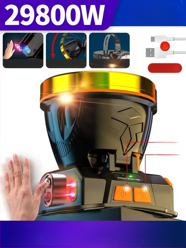 Nakties žvejybos galinė lempa, įkraunama, 1200mAh baterija, 10W LED, aliuminio lydinio korpusas, 200–500 m šviesos atstumas