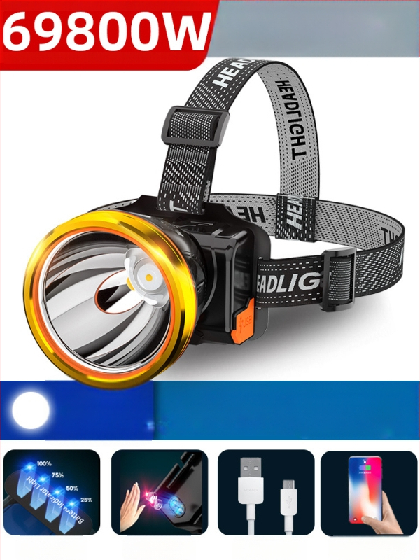 Nakties žvejybos galinė lempa, įkraunama, 1200mAh baterija, 10W LED, aliuminio lydinio korpusas, 200–500 m šviesos atstumas