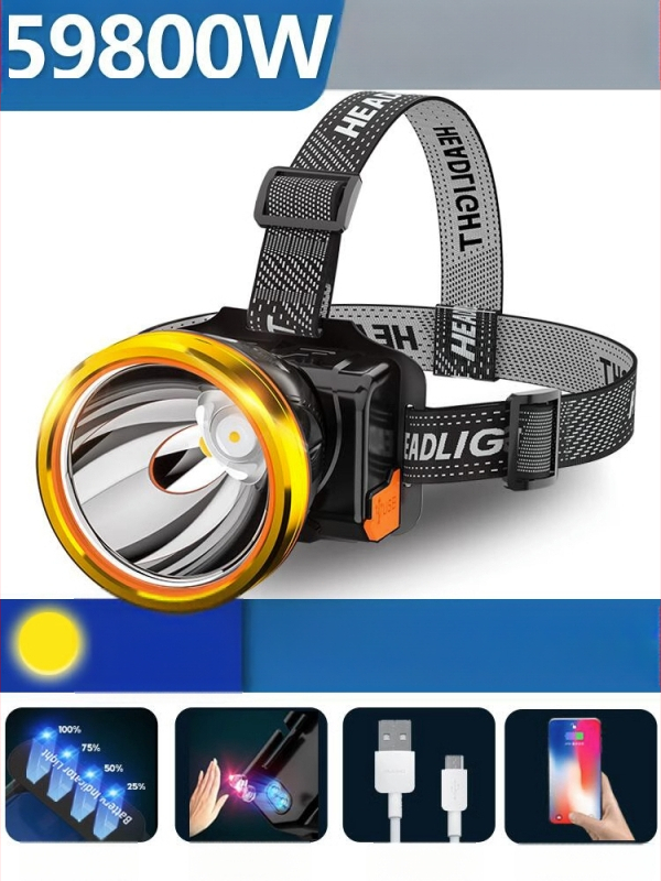 Nakties žvejybos galinė lempa, įkraunama, 1200mAh baterija, 10W LED, aliuminio lydinio korpusas, 200–500 m šviesos atstumas