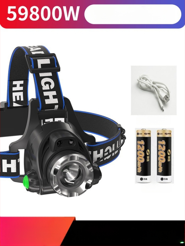 Naktinis žvejybos galvos žibintu – 10W LED, įkraunamas, rankinio energijos generatorius, aliuminio lydinio korpusas, spindulys 200–500 m