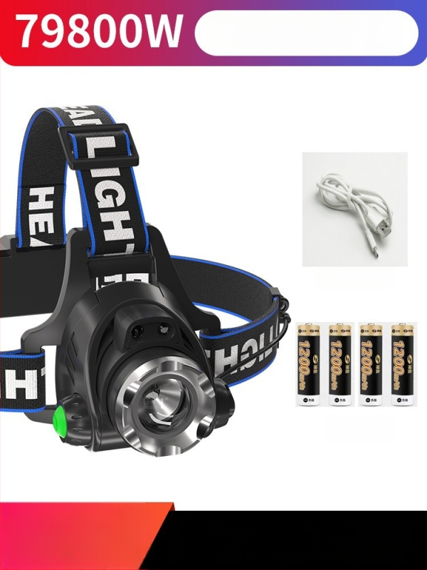 Naktinis žvejybos galvos žibintu – 10W LED, įkraunamas, rankinio energijos generatorius, aliuminio lydinio korpusas, spindulys 200–500 m