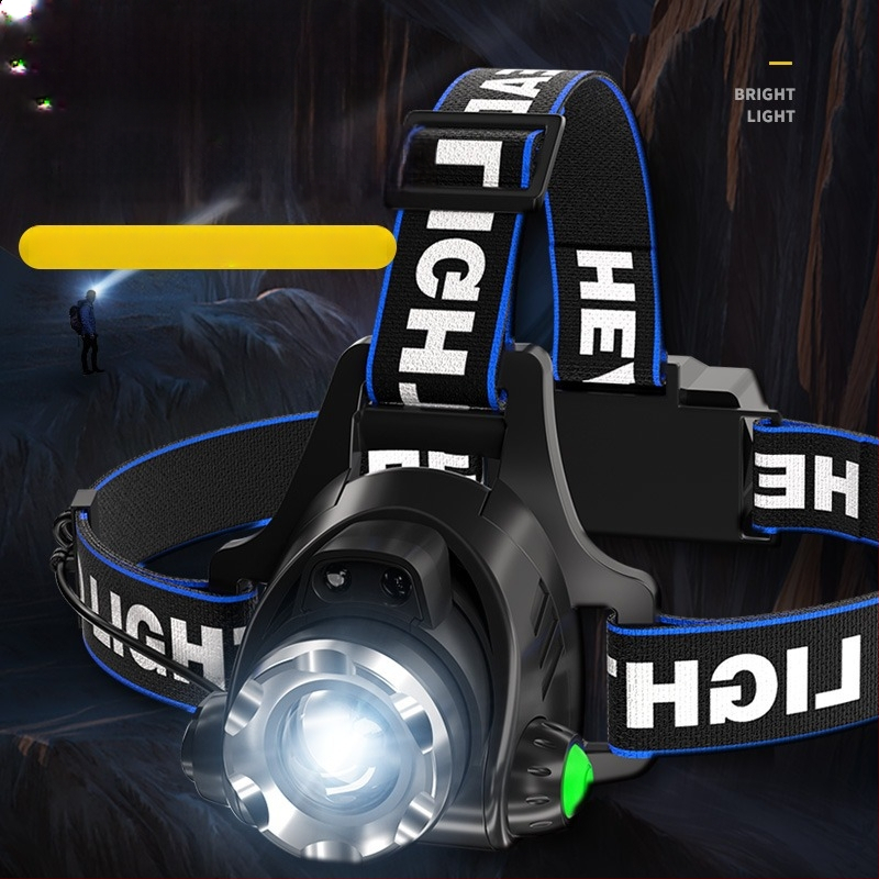 Naktinis žvejybos galvos žibintu – 10W LED, įkraunamas, rankinio energijos generatorius, aliuminio lydinio korpusas, spindulys 200–500 m