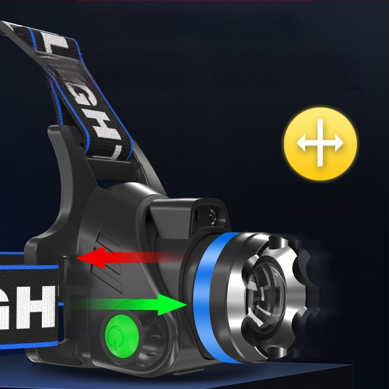 Naktinis žvejybos galvos žibintu – 10W LED, įkraunamas, rankinio energijos generatorius, aliuminio lydinio korpusas, spindulys 200–500 m