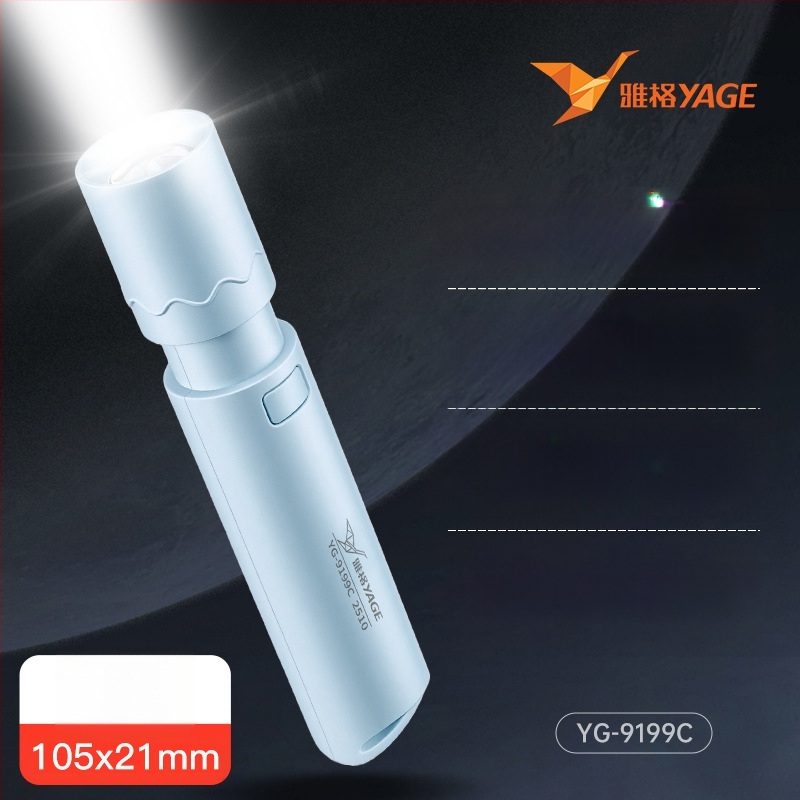 Rankinis žibintuvas su teleskopiniu dizainu, 3W LED, 140 lm, veikimo laikas 3 val., įkraunama baterija 14500