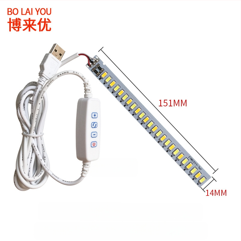 LED USB stalo lempa su reguliuojama šviesos intensyvumu, 5V USB maitinimas, mygtuko jungiklis, aliuminio gaubtas, metalinis laikiklis