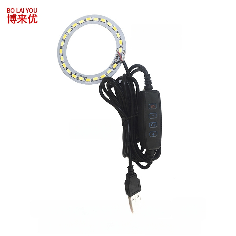 LED USB stalo lempa su reguliuojama šviesos intensyvumu, 5V USB maitinimas, mygtuko jungiklis, aliuminio gaubtas, metalinis laikiklis