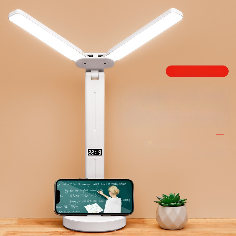 Stalo lempa su dviem galvomis, sulankstoma, su įmontuota baterija ir lietimo kontrole – studijų lemputė bendrabutyje ir vaikų kambaryje