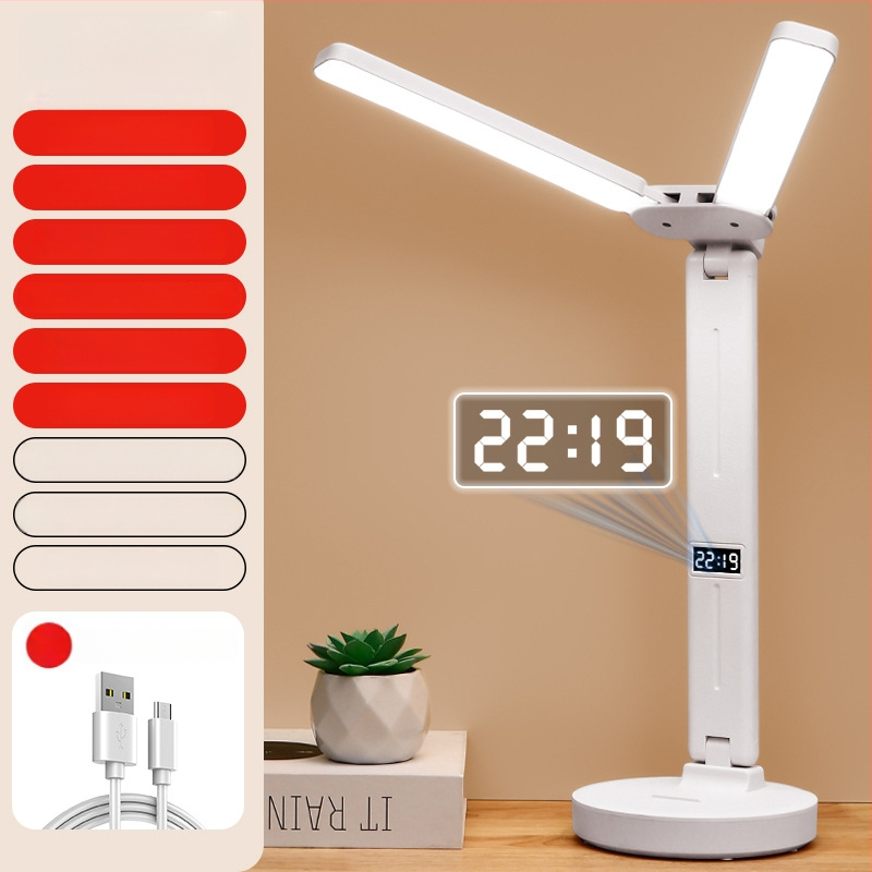 Stalo lempa su dviem galvomis, sulankstoma, su įmontuota baterija ir lietimo kontrole – studijų lemputė bendrabutyje ir vaikų kambaryje