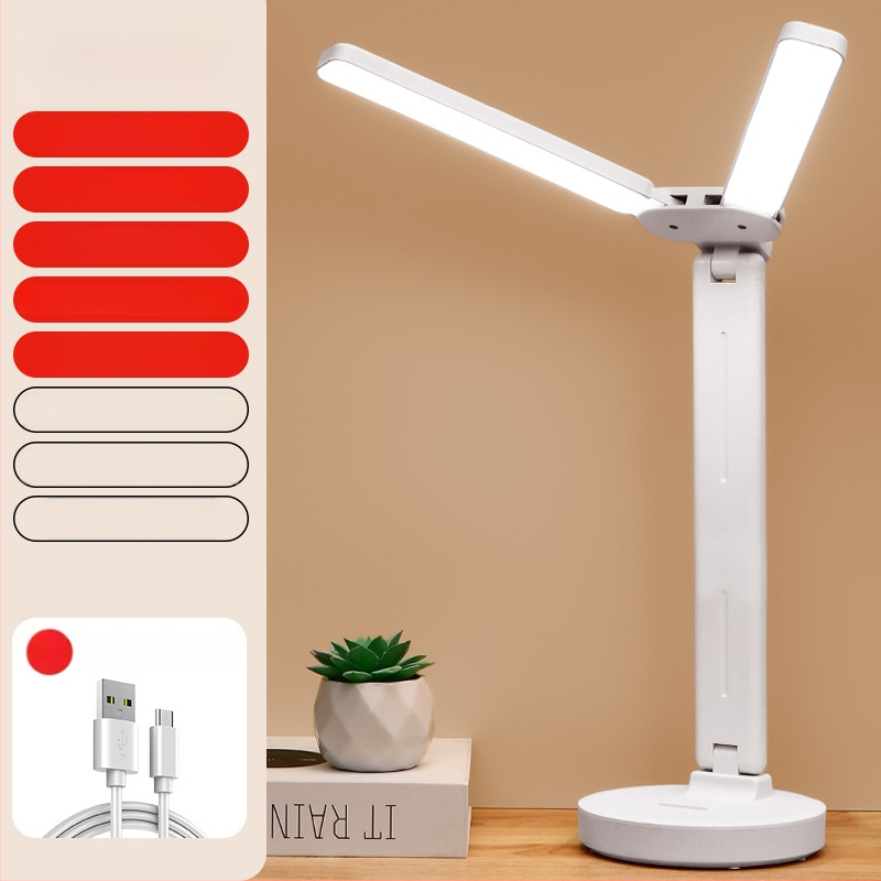 Stalo lempa su dviem galvomis, sulankstoma, su įmontuota baterija ir lietimo kontrole – studijų lemputė bendrabutyje ir vaikų kambaryje