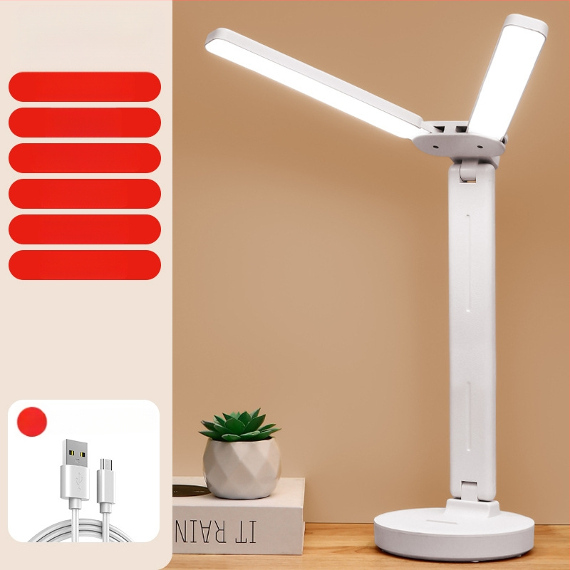 Stalo lempa su dviem galvomis, sulankstoma, su įmontuota baterija ir lietimo kontrole – studijų lemputė bendrabutyje ir vaikų kambaryje